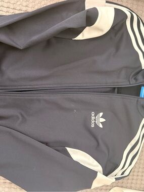 Adidas Kids Track Jacket Black 3-Stripes Zip Up Size S (9–10Y)